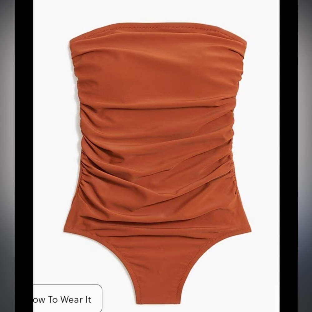 J. Crew Ruched Bandeau One-Piece Rust L